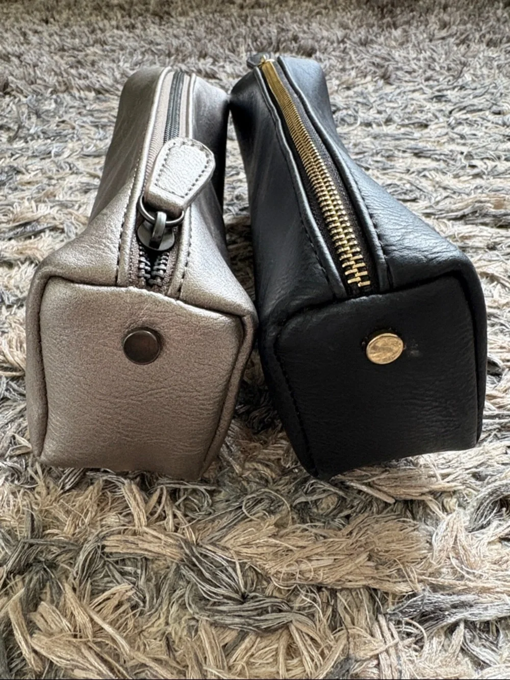 New! Neiman Marcus Cosmetic Pouch - Black and Silver Metallic to Choose From